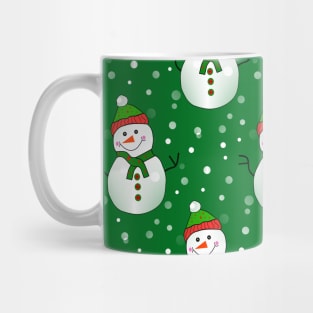 GREEN Snowman Pattern Mug